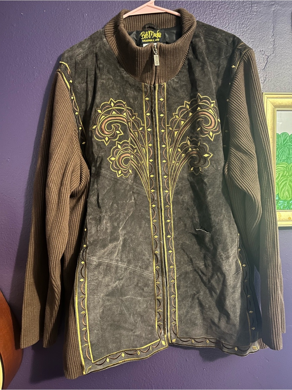 BOB MACKIE Wearable Art genuine leather jacket *Read description!!!*